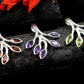 Nature inspired Leaf Pendant,Sterling 925 Silver Gemstone Pendant,Natural,Genuine Blue Topaz/Garnet/ Peridot,Amethyst,Anniversary Gift,