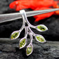 Nature inspired Leaf Pendant,Sterling 925 Silver Gemstone Pendant,Natural,Genuine Blue Topaz/Garnet/ Peridot,Amethyst,Anniversary Gift,