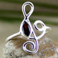 Sterling silverFunky Musical Note Ring,925 Adjustable Ring,Natural Gemstone,Garnet Daughter's Birthday Ring,Light Weight Ring girl jewelry