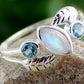 Charming Dainty Moonstone blue topaz ring,gift for daughter's birthday,Solid sterling 925 silver jewelry,Anniversary Ring,Midi Ring for Sis