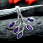 Nature inspired Leaf Pendant,Sterling 925 Silver Gemstone Pendant,Natural,Genuine Blue Topaz/Garnet/ Peridot,Amethyst,Anniversary Gift,
