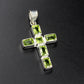 Silver Cross Pendant,Everyday Wear,Natural Gemstone Peridot,925 Sterling Silver Religious Jewelry,Christmas gift,Thanksgiving Gift,For Mom