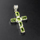 Silver Cross Pendant,Everyday Wear,Natural Gemstone Peridot,925 Sterling Silver Religious Jewelry,Christmas gift,Thanksgiving Gift,For Mom