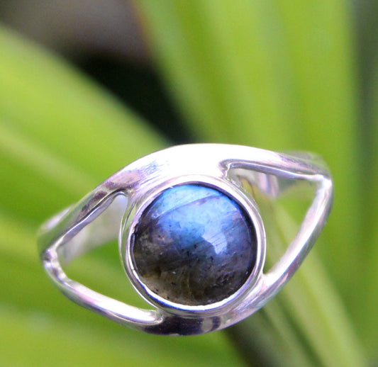 Solid 925 Sterling Silver Natural Gemstone Jewelry,Evil Eye Ring,Natural Gemstone Labradorite Ring,Birthday Gift,Daily Wear Ring Gift
