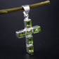 Silver Cross Pendant,Everyday Wear,Natural Gemstone Peridot,925 Sterling Silver Religious Jewelry,Christmas gift,Thanksgiving Gift,For Mom