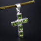 Silver Cross Pendant,Everyday Wear,Natural Gemstone Peridot,925 Sterling Silver Religious Jewelry,Christmas gift,Thanksgiving Gift,For Mom