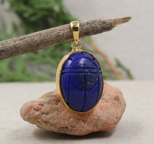 Sterling silverLapis Lazuli Scarab Pendant, 925 jewelry,Unisex Pendant,Christmas Gift for Aunt/Grandmother,Birthday Gift Pendant