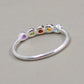 Midi Ring,Dainty Half Eternity Ring,3 mm 5 genuine gemstones Ring,925 Silver Jewelry,Birthday Gift for daughter,Promise Ring,Daily Wear Ring