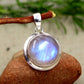 Sterling Silver Moonstone Pendant,925 Silver Gemstone Jewelry,Moonstone Pendant,Rainbow Moonstone,Anniversary Gift,Baby Shower Gift,For Mom,
