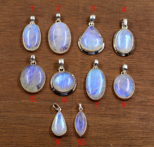 Sterling Silver Moonstone Pendant,925 Silver Gemstone Jewelry,Moonstone Pendant,Rainbow Moonstone,Anniversary Gift,Baby Shower Gift,For Mom,
