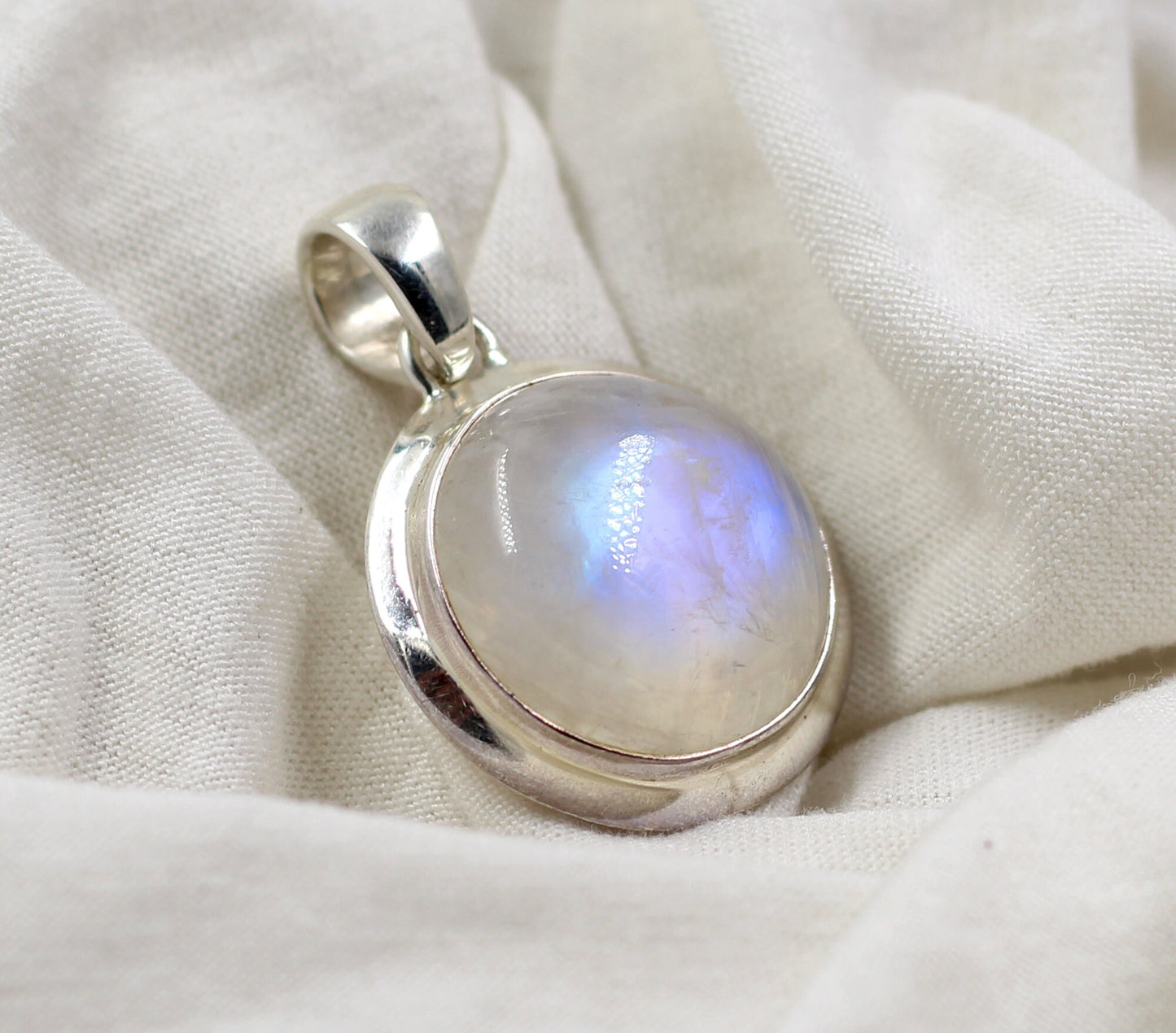 Sterling Silver Moonstone Pendant,925 Silver Gemstone Jewelry,Moonstone Pendant,Rainbow Moonstone,Anniversary Gift,Baby Shower Gift,For Mom,