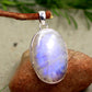 Sterling Silver Moonstone Pendant,925 Silver Gemstone Jewelry,Moonstone Pendant,Rainbow Moonstone,Anniversary Gift,Baby Shower Gift,For Mom,