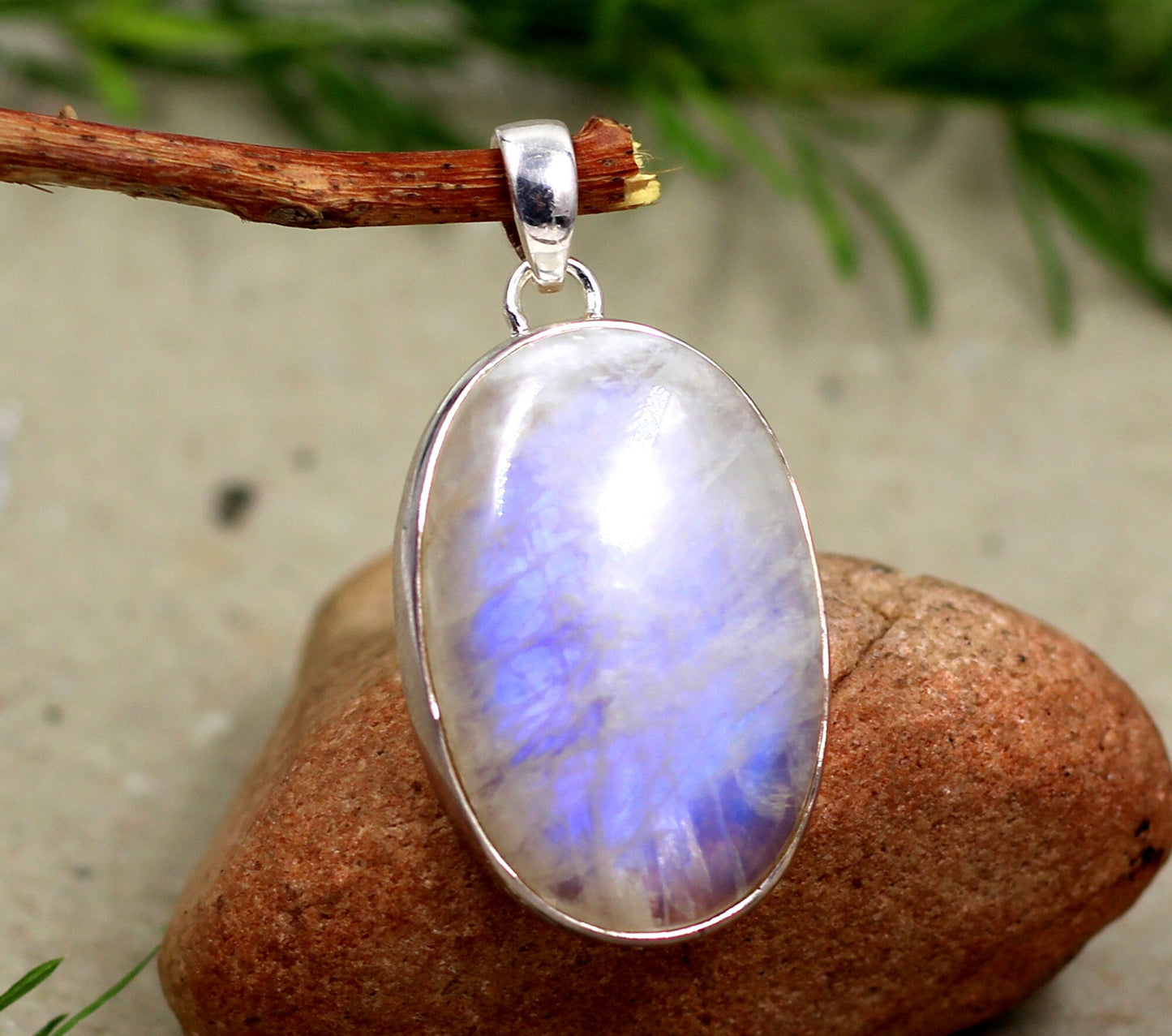 Sterling Silver Moonstone Pendant,925 Silver Gemstone Jewelry,Moonstone Pendant,Rainbow Moonstone,Anniversary Gift,Baby Shower Gift,For Mom,