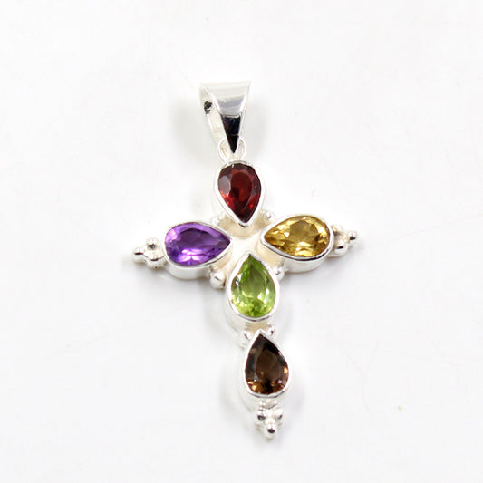 Cute Silver Cross Pendant,Gold Plated 925 Sterling Silver,Religious Jewelry,Gift at Baptism,Gift for First Communion,Gemstone Cross for Mom MayaStudio 5 out of 5 stars