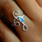 Sterling silverFunky Musical Note Ring,925 Adjustable Ring,Natural Gemstone,Garnet Daughter's Birthday Ring,Light Weight Ring girl jewelry