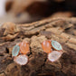 Funky Studs,Peach Moonstone & other Gemstone Earring,3 Gemstone Earring,Light Weight.,925 Sterling Silver,Gemstone Jewelry,Valentine Gift,