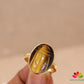 Sterling silver Tiger Eye Scarab Ring,Gold Plated 925 jewelry,Unisex Ring,Christmas Gift for Aunt/Grandmother,Birthday Gift Present