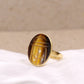 Sterling silver Tiger Eye Scarab Ring,Gold Plated 925 jewelry,Unisex Ring,Christmas Gift for Aunt/Grandmother,Birthday Gift Present