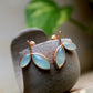 Solid 925 Sterling Silver Jewelry,Genuine Aqua Chalcedony Stud Earring,Leaf Stud Earring,Lovely Chalcedony Stud Earring,Small Stud Earring