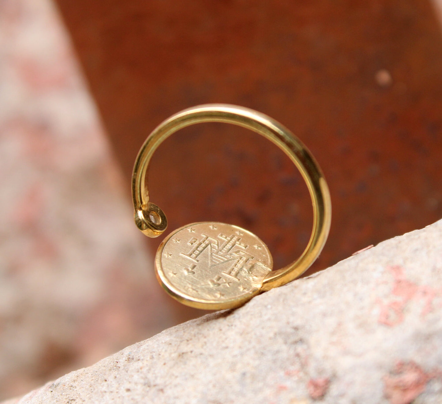 Vintage religious Ring,Solid 925 Sterling Silver Gold Plate Faith Jewelry,Grace Of Mother Mary,With Birthstone For birthday,Anniversary Gift