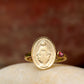 Vintage religious Ring,Solid 925 Sterling Silver Gold Plate Faith Jewelry,Grace Of Mother Mary,With Birthstone For birthday,Anniversary Gift