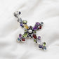 Natural Gemstones Pendant,Bold,Beautiful Cross,multi color Pendant,925 Sterling Silver Jewelry,Gift for Family & Friends