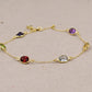 Mulit Color Genuine Gemstones Bracelet,Gold plated Sterling Silver,Handmade Jewelry,Birthday Gift,Anniversary Gift
