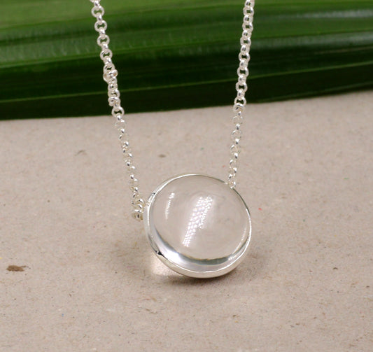 Solid 925 Sterling Silver Handmade Jewelry,Exclusive 18 mm Crystal Quartz Necklace,Healing Quartz for Mom's Birthday Anniversary Gift