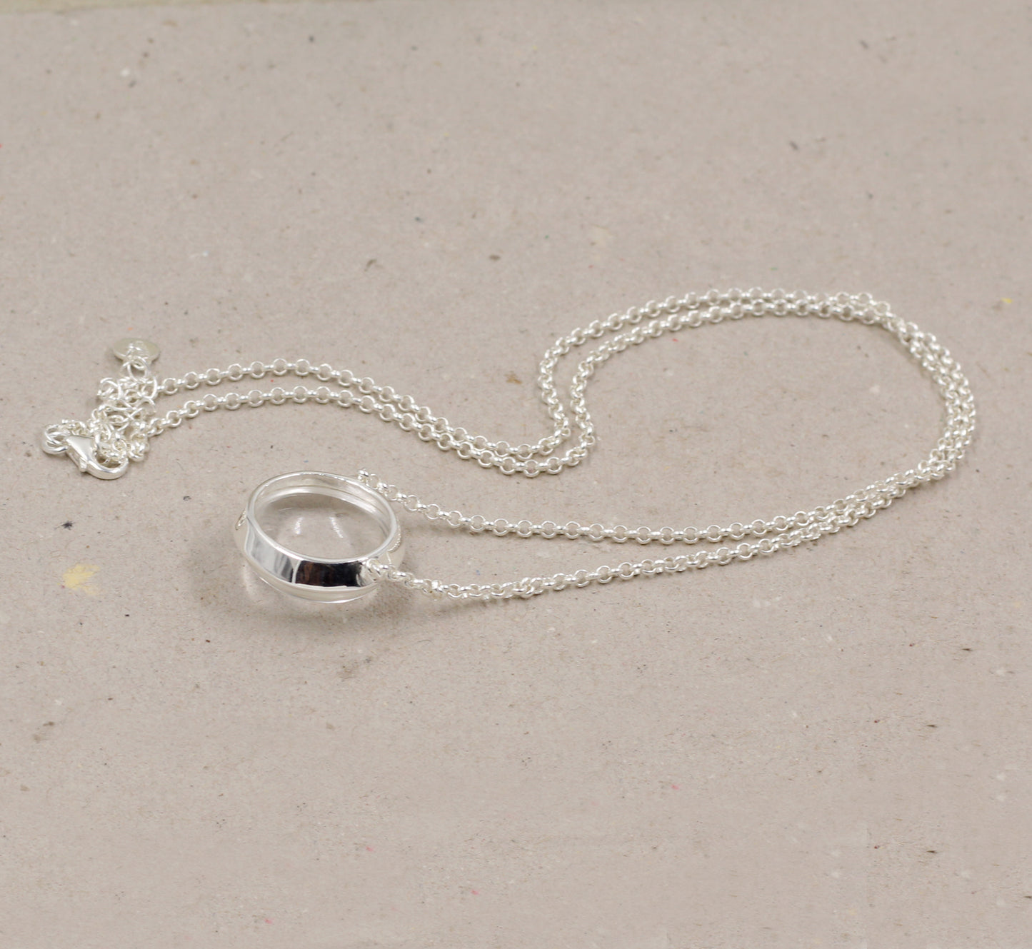 Solid 925 Sterling Silver Handmade Jewelry,Exclusive 18 mm Crystal Quartz Necklace,Healing Quartz for Mom's Birthday Anniversary Gift