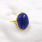 Lapis Lazuli Ring,Oval Scarab Carving Ring,Solid 925 Sterling Silver Jewelry,Christmas Gift for Aunt/Grandmother,Birthday Gift Ring