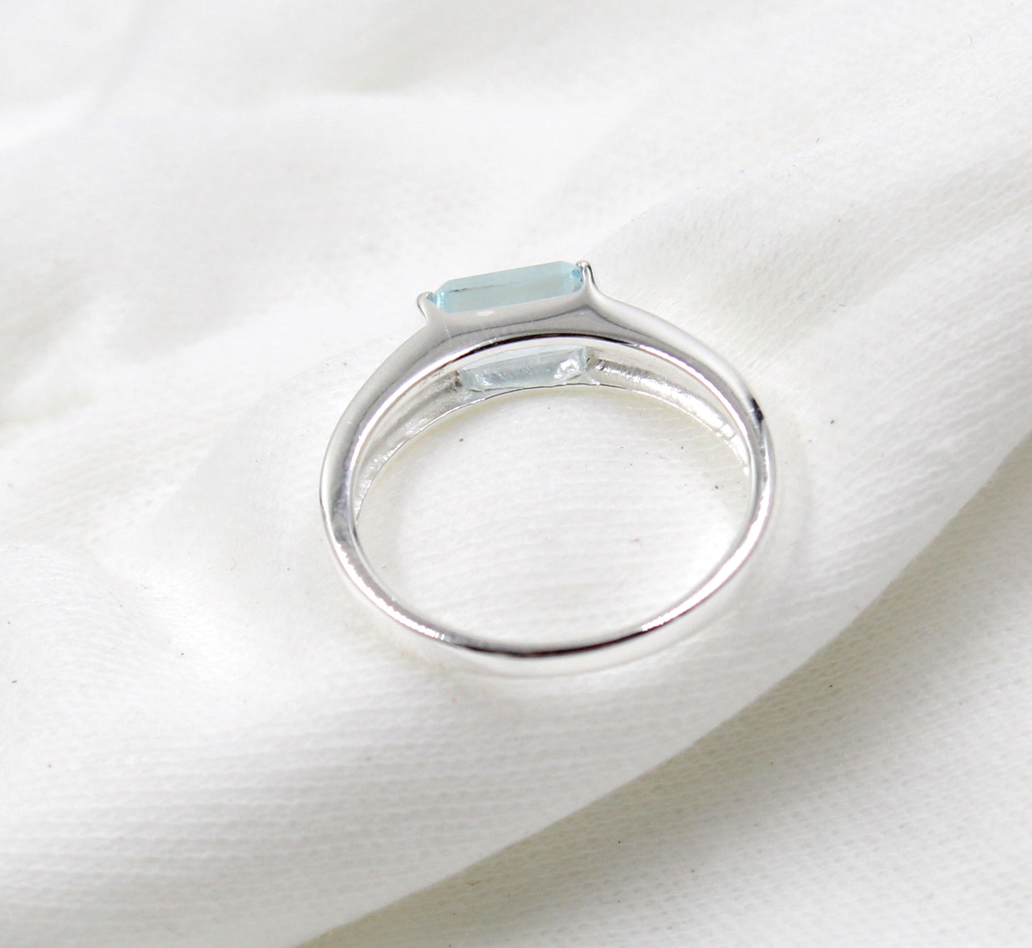 Solitaire Baguette Blue Topaz Ring,Natural Gemstone 925 Sterling Silver Handmade Jewelry,Anniversary Ring,Birthday Gift,Proposal Ring