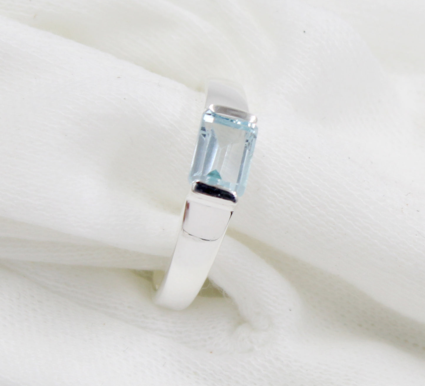 Solitaire Baguette Blue Topaz Ring,Natural Gemstone 925 Sterling Silver Handmade Jewelry,Anniversary Ring,Birthday Gift,Proposal Ring