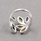 Multi Genuine Gemstones Ring,Front Open Ring,Nature Inspired Leaf Ring,Anniversary Gift,Bride,s Maid Gift,Birthday Gift