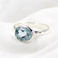 Blue Topaz Gemstone Ring,Solitaire Ring,Handmade Ring,Solid 925 Sterling Silver Jewelry,Engagement Ring,Birthstone Ring