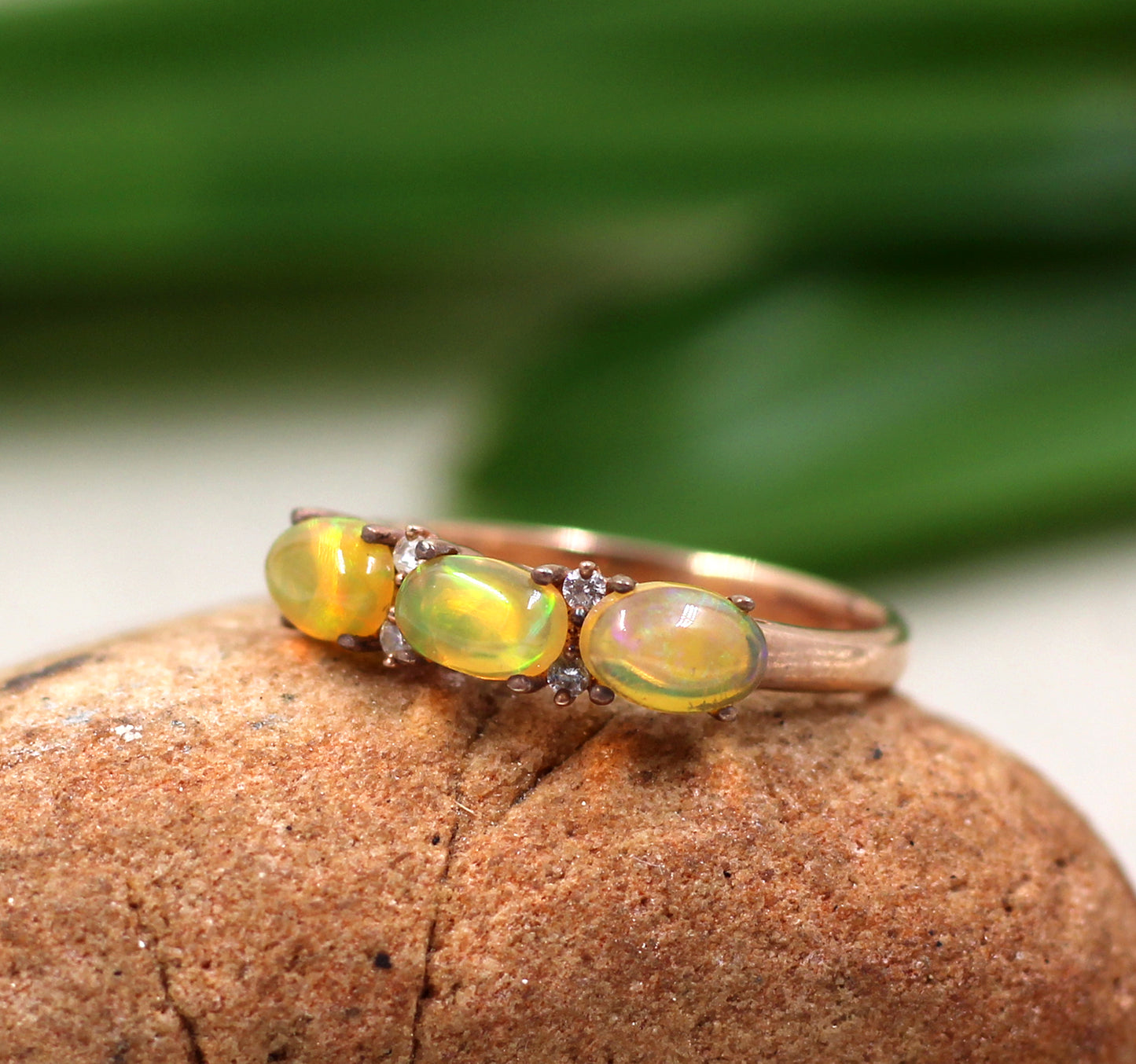 Ethiopian Opal Gemstone Ring,Oval Ring,Three Stone Ring,Solid 925 Sterling Silver Jewelry,Wedding Gift Ring,Engagement Ring