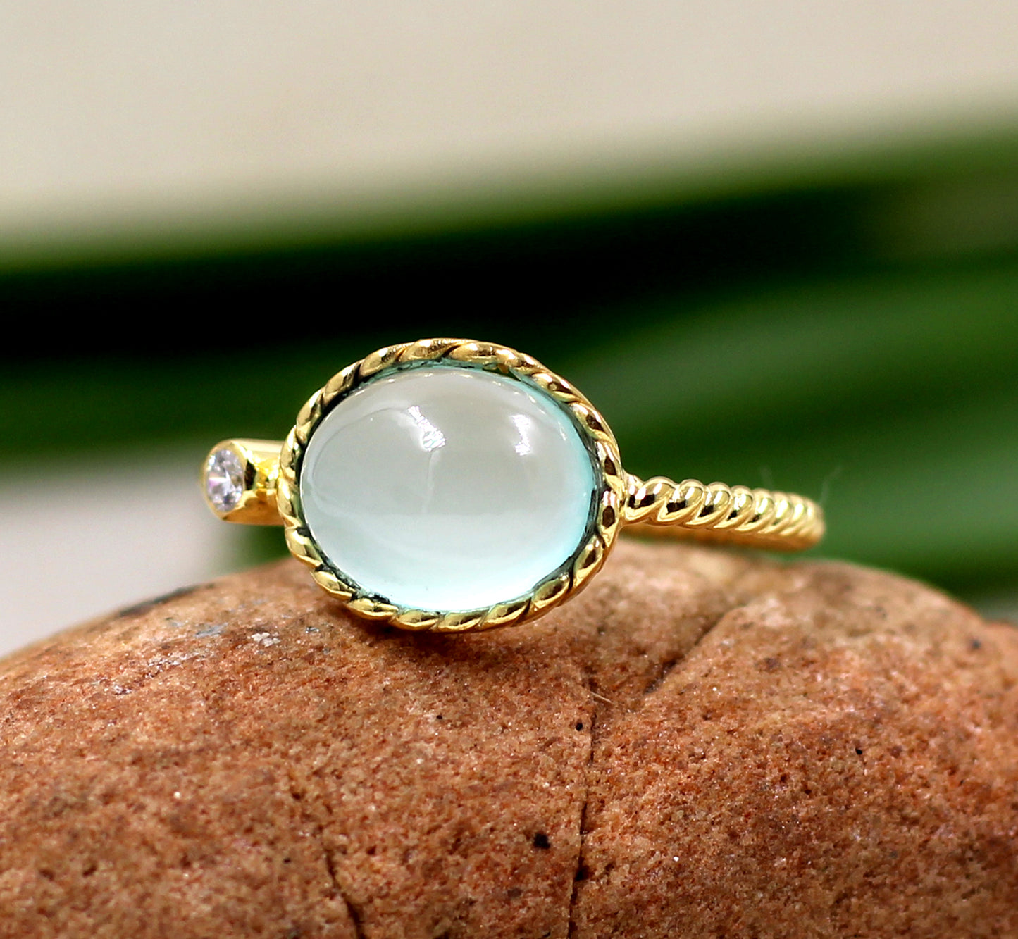 Aqua Chalcedony Ring,Handmade Ring,Oval Ring,Solid 925 Sterling Silver Jewelry,Anniversary Gift Ring,Birthday Gift ring