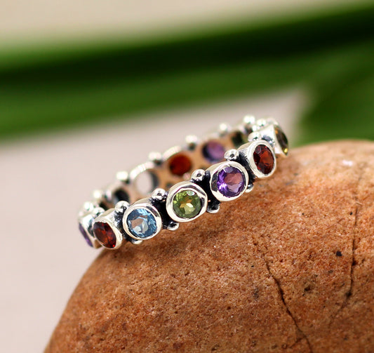 Eternity band,Chakra Gemstone,Infinity Ring,Wedding Jewelry,Engagement Ring,Anniversary gift,solid sterling 925 silver jewelry