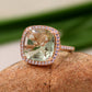 Green Amethyst Ring,Cushion Ring,Engagement Ring,Solid 925 Sterling Silver Jewelry,Wedding Gift Ring