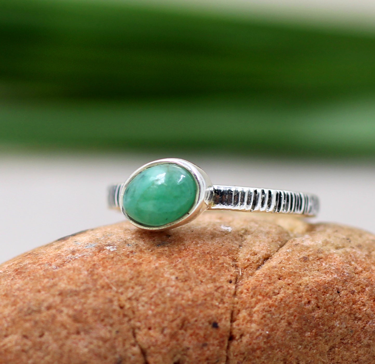 Emerald Ring,Textured Oxidized Handmade Ring,925 Silver Sterling Gemstone Jewelry,Engagement Ring,Anniversary gift,Gift For Her