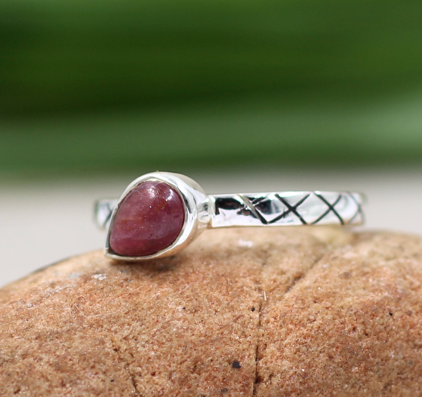 Untreated Ruby Ring,925 Sterling Silver Oxidized Textured Jewelry,Anniversary Gift,Engagement Ring,Gift For mother