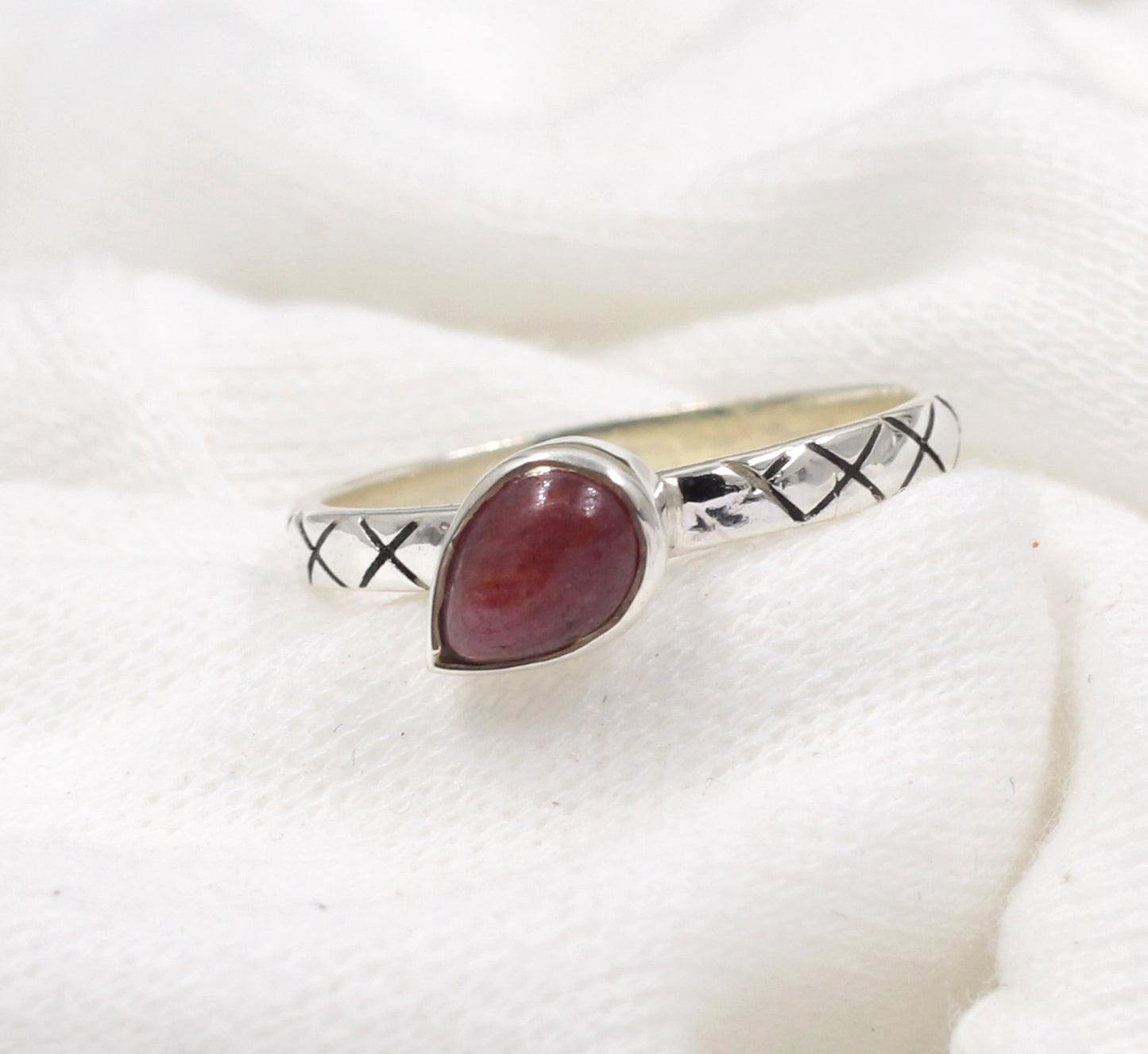 Untreated Ruby Ring,925 Sterling Silver Oxidized Textured Jewelry,Anniversary Gift,Engagement Ring,Gift For mother