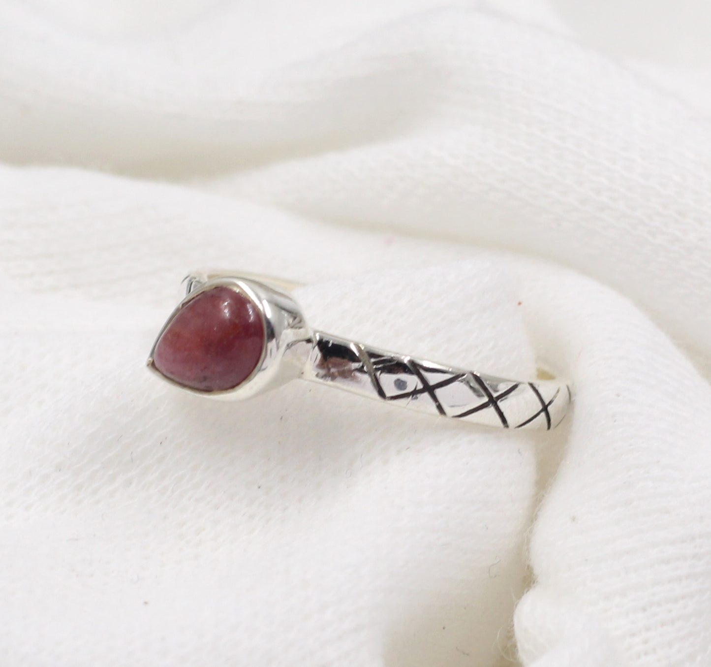 Untreated Ruby Ring,925 Sterling Silver Oxidized Textured Jewelry,Anniversary Gift,Engagement Ring,Gift For mother