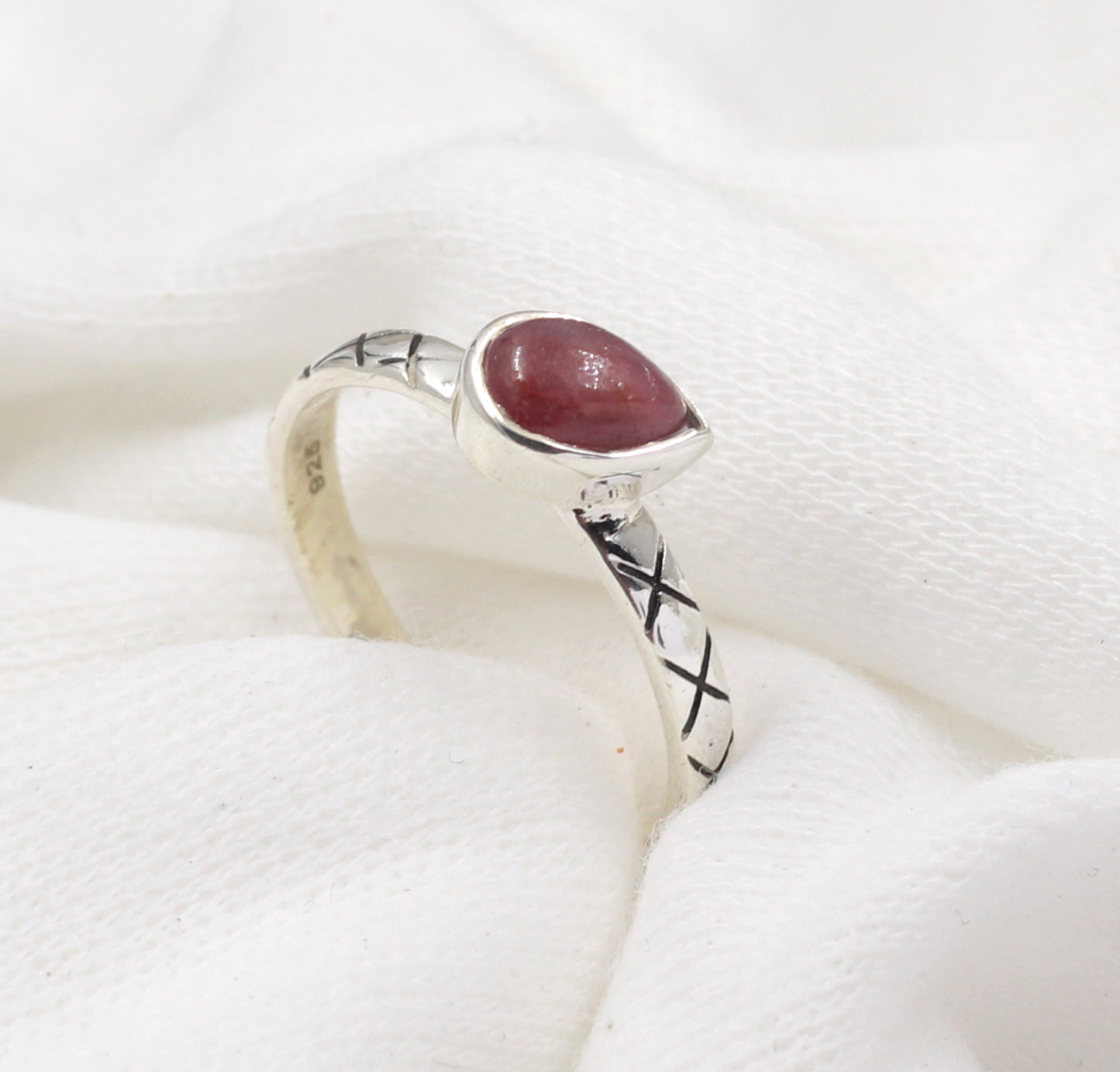 Untreated Ruby Ring,925 Sterling Silver Oxidized Textured Jewelry,Anniversary Gift,Engagement Ring,Gift For mother