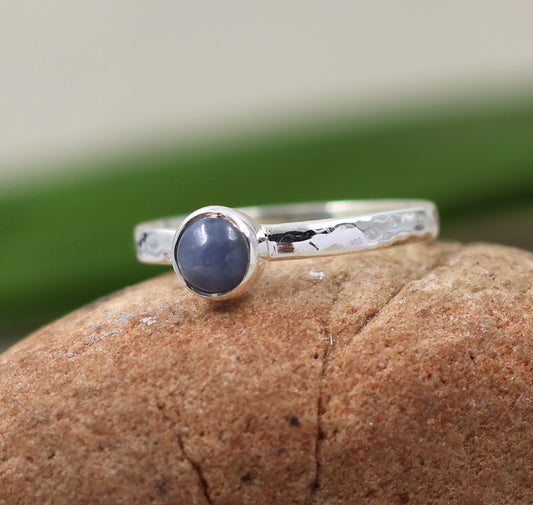 Sterling 925 Silver Textured Jewelry,Sapphire Gemstone Oxidized Ring,Engagement Ring,Anniversary gift,,Gift For mother