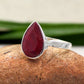 Solitaire Faceted Tear Drop Red Ruby Ring,925 Sterling Silver Handmade Women/Men Everyday Jewelry,Bride's Maid Ring,Anniversary Gift