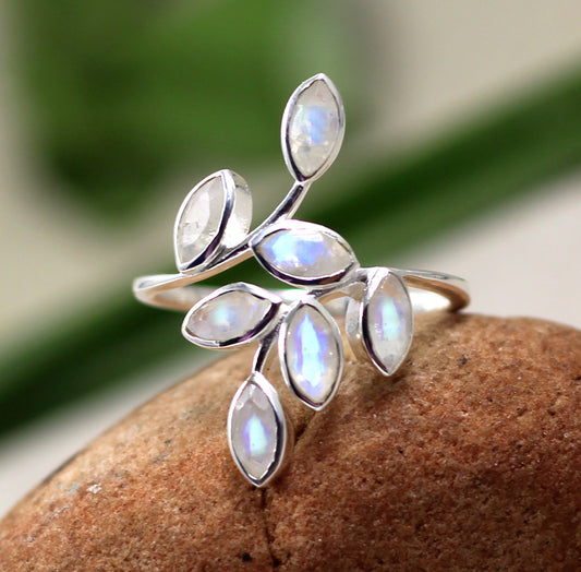 925 Sterling Silver Jewelry,Delicate Faceted Moonstone Ring,Party Wear Ring,Anniversary Gift,Silver gemstone Ring for Christmas