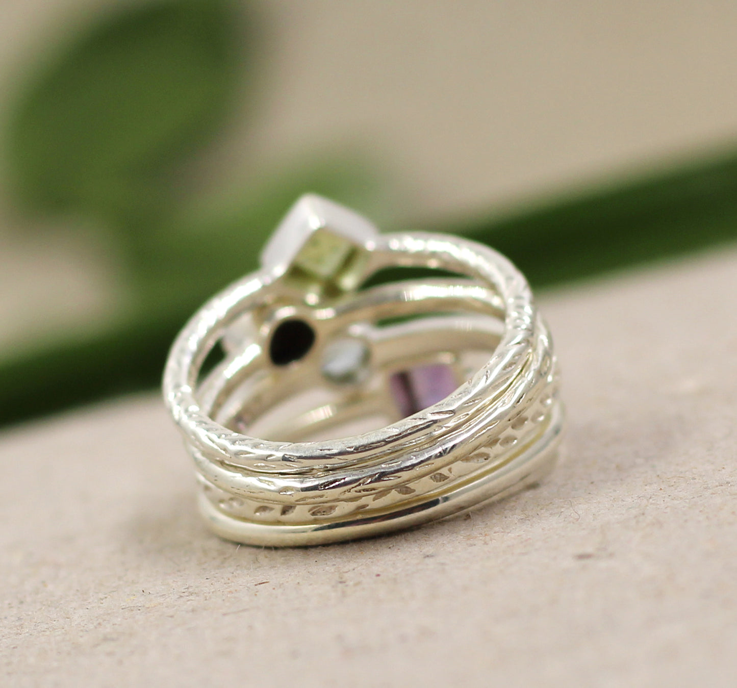 Blue Topaz,Peridot,Opal Stackable Rings,Set of Four rings,Minimalist 925 sterling silver jewelry,Anniversary Gift,Christmas Gift Ring