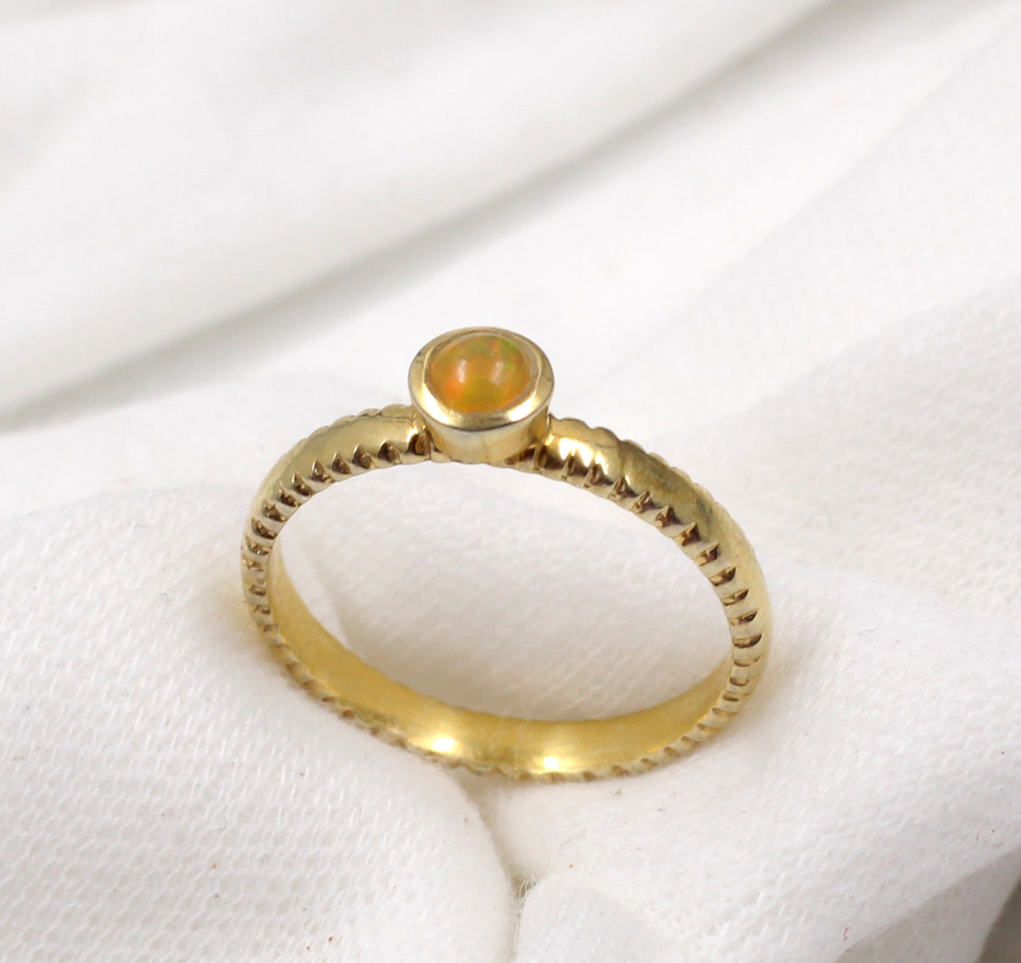 Ethiopian Fire Opal Ring,Textured 925 Sterling Silver Jewelry,Anniversary Gift,Birthday Gift Ring