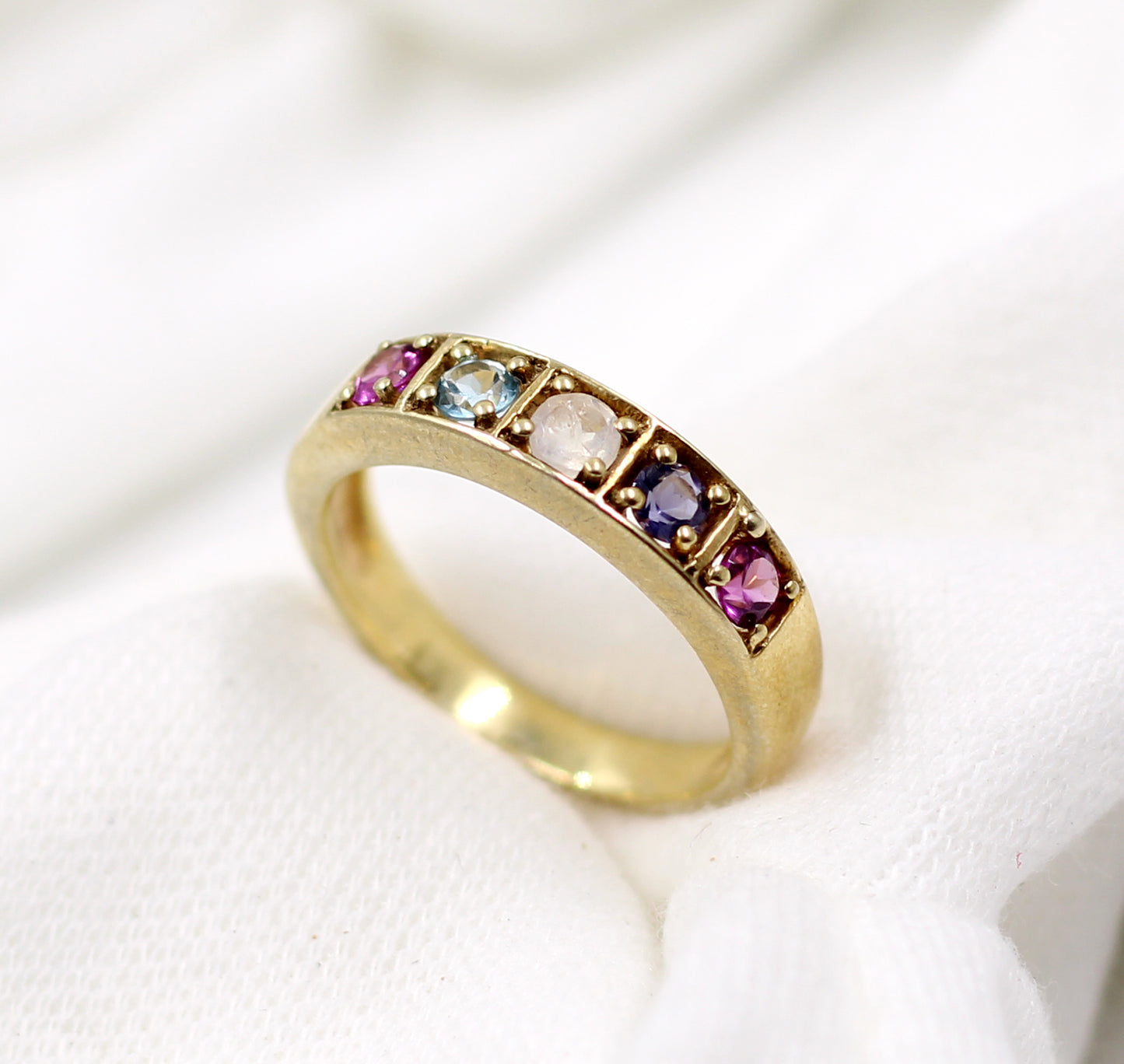 Gorgeous Multi Gemstone Band,Amethyst Iolite Ring,Engagement Ring, 925 Solid Sterling Silver Jewelry,Wedding Band