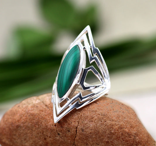 925 Sterling Silver Unisex Ring,Exclusive Malachite Ring,gemstone jewelry,Anniversary Gift,Healing Gemstone,Birthday Gift,Thanksgiving Gift